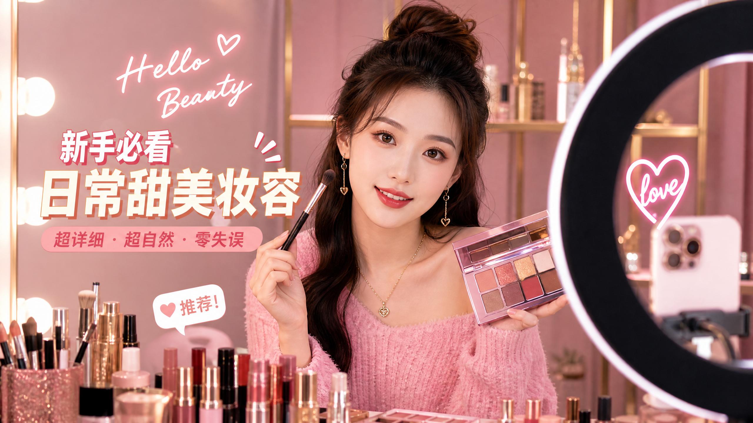 麻豆 【美妆视频教程】新手必看！日常甜美妆容零失误详细视频演示