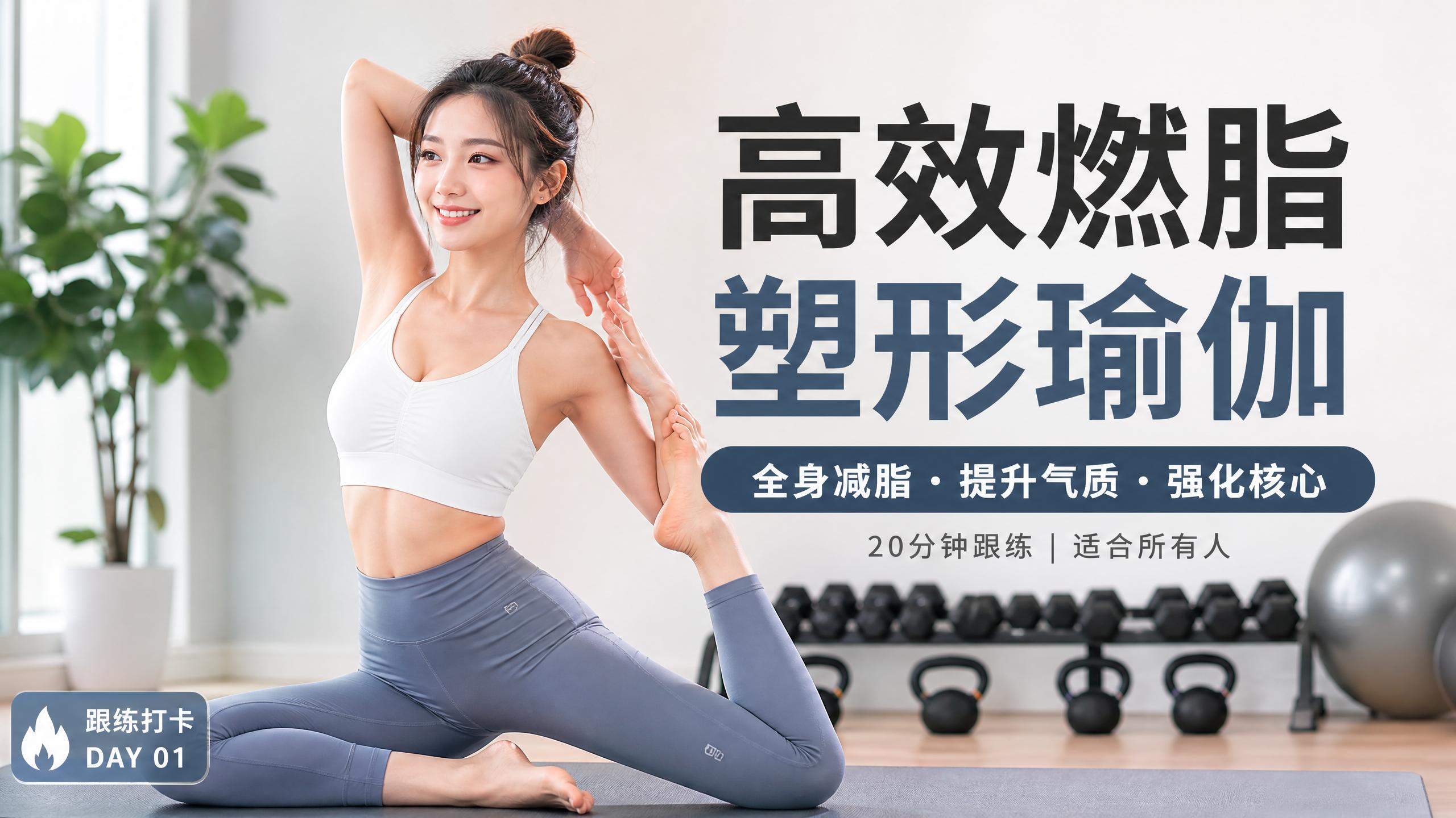 麻豆 【健身视频教程】高效燃脂塑形瑜伽，20分钟跟练视频演示，全身减脂提升气质